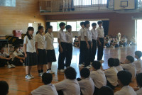 県総体壮行会での決意表明の様子